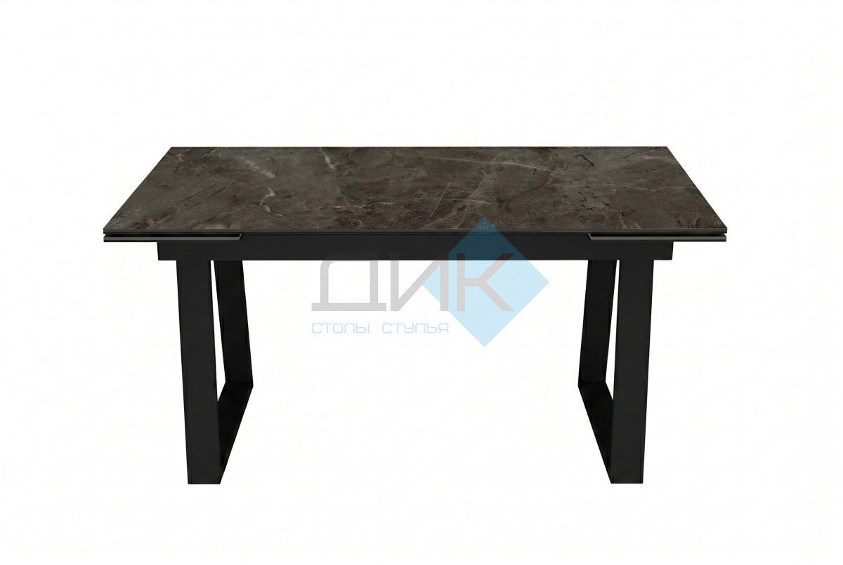 Стол DikLine DKZ160 Керамика Tundra Gris (темно-серый суперглянец)/подстолье черное/опоры черные (2 уп.)
