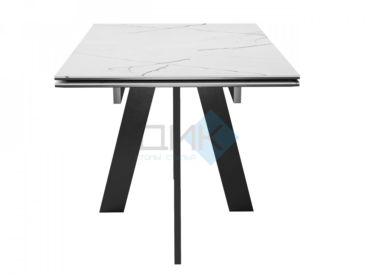 Стол DikLine SKM140 Керамика Белый мрамор/подстолье черное/опоры черные (2 уп.)