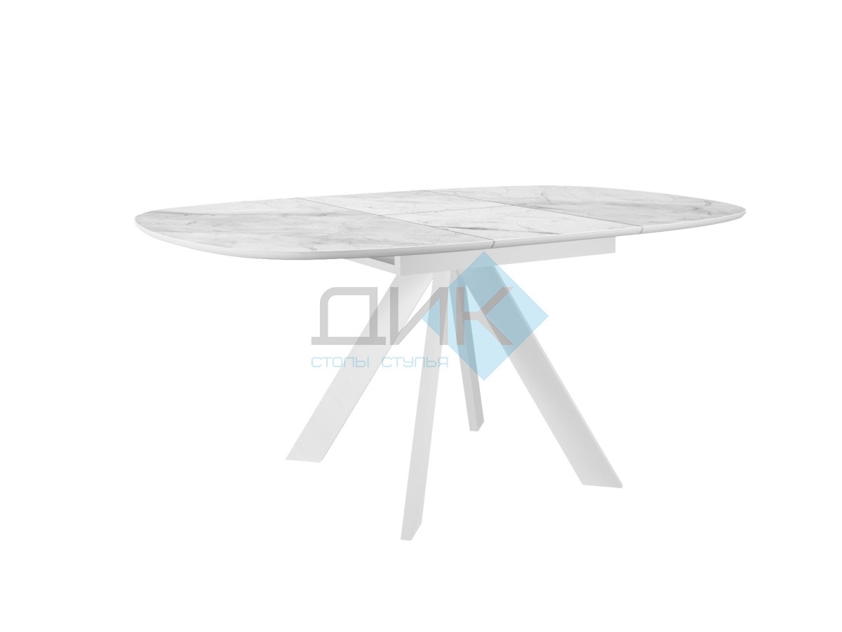 Стол DikLine BK100 Керамика Белый мрамор/подстолье белое/опоры белые