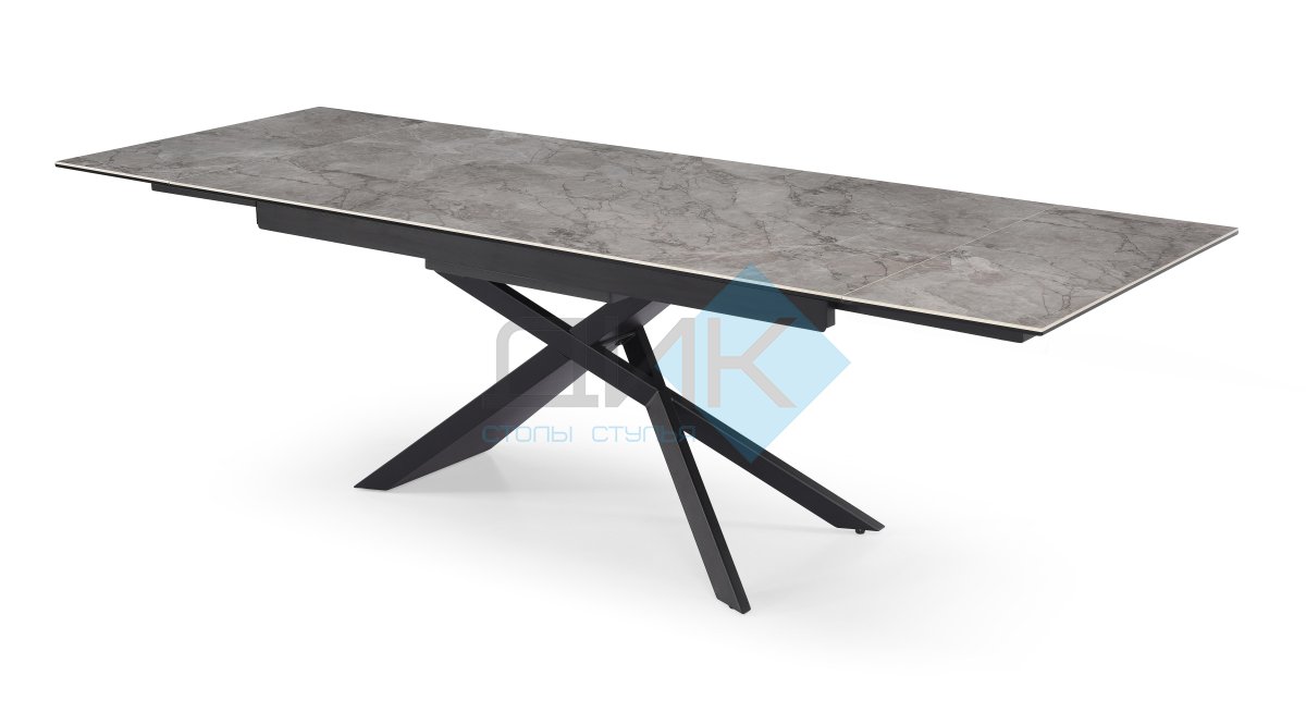 Стол DiklLine KZ180 керамика мрамор серый С35 глянец/опоры черные (2 уп)