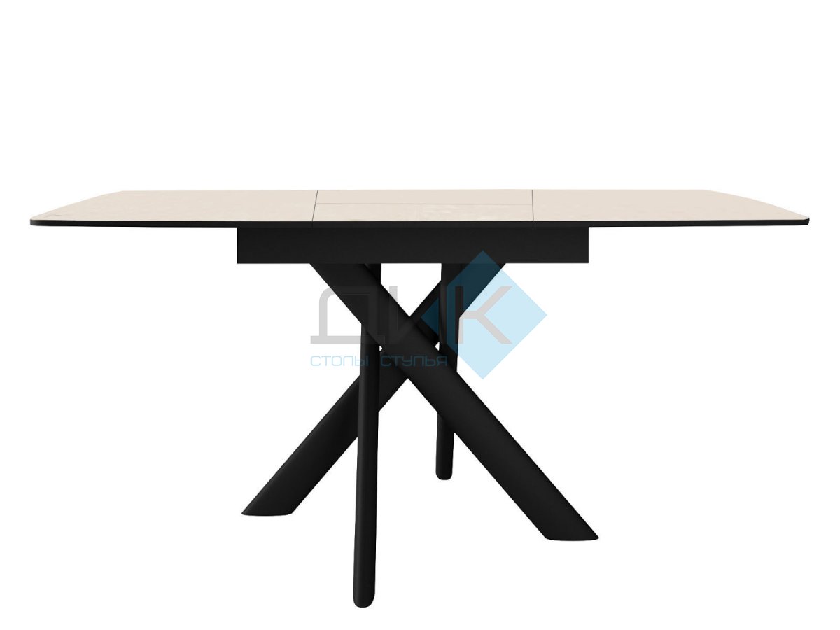 Стол DikLine DKB110, Керамика Krater Perla (бежевый матовый)/подстолье черное/опоры черные