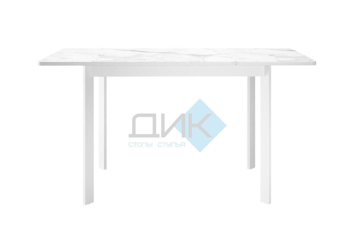 Стол DikLine LK90 Керамика Белый мрамор/подстолье белое/опоры белые