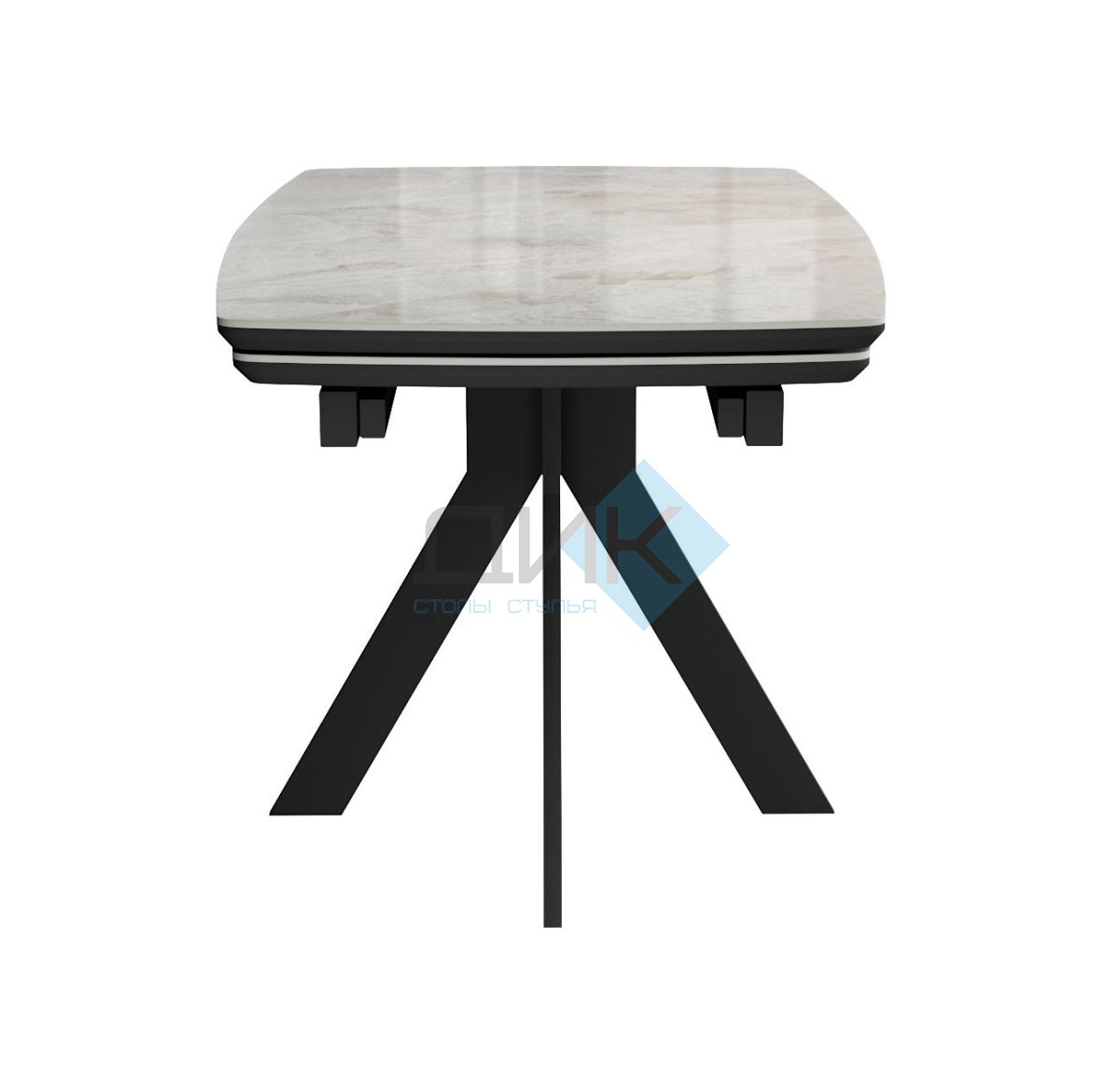 Стол DikLine DKU120 Керамика Italian Grey (глянец серый)/подстолье черное/опоры черные (2 уп.)