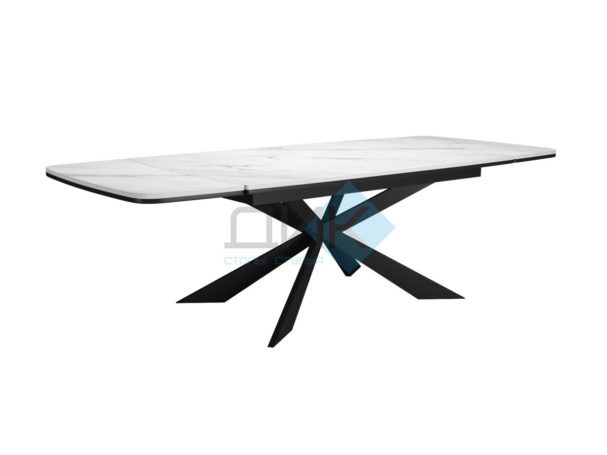 Стол DikLine KM160 керамика белый мрамор С41 матовая/опоры черные (2 уп.)