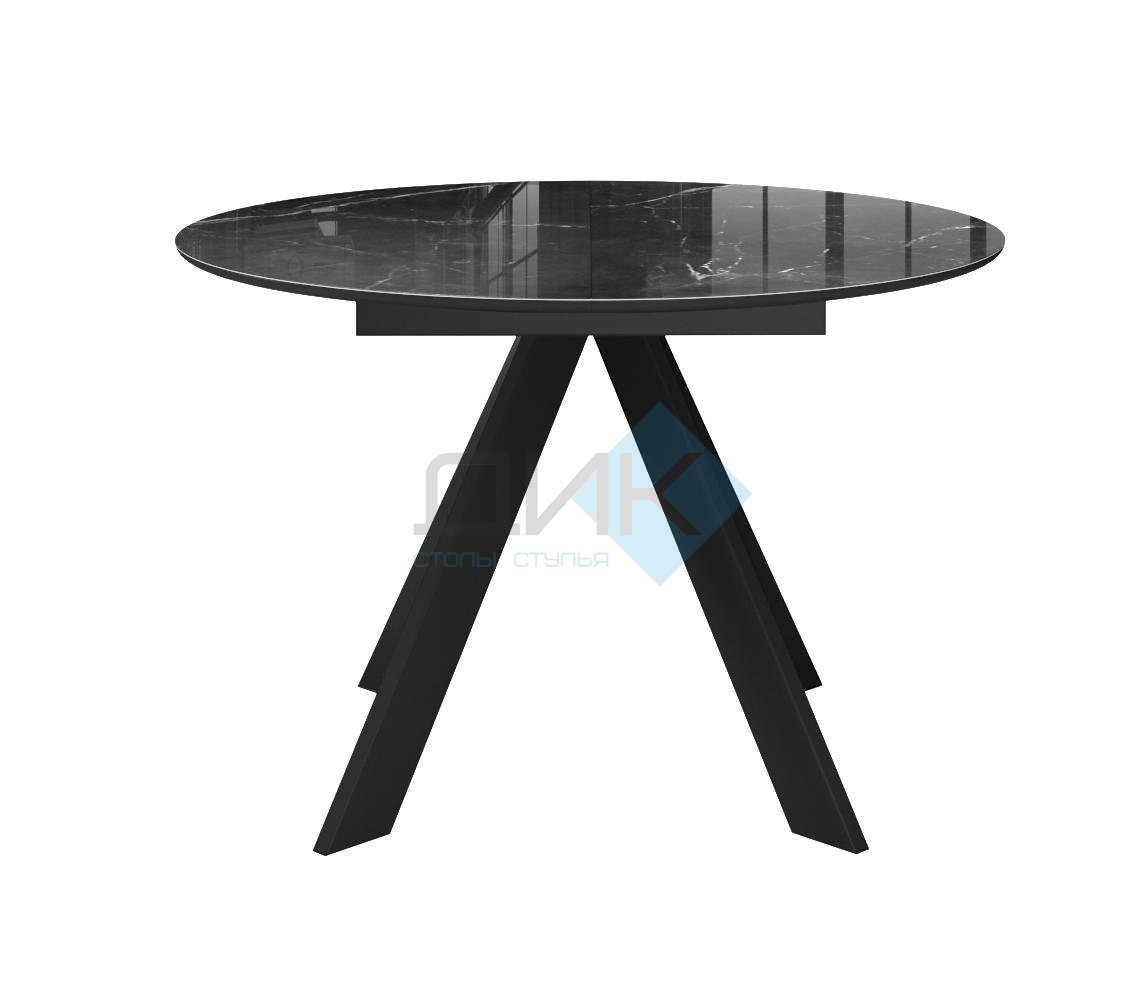 Стол DikLine SFC110 d1100 стекло Оптивайт Черный мрамор/подстолье черное/опоры черные