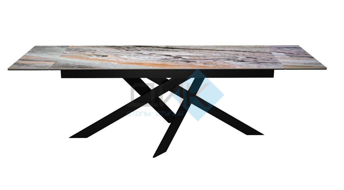 Стол DikLine EKX180, Керамика Venetian Brown Light глянец (К4), опоры черные (2 уп.)