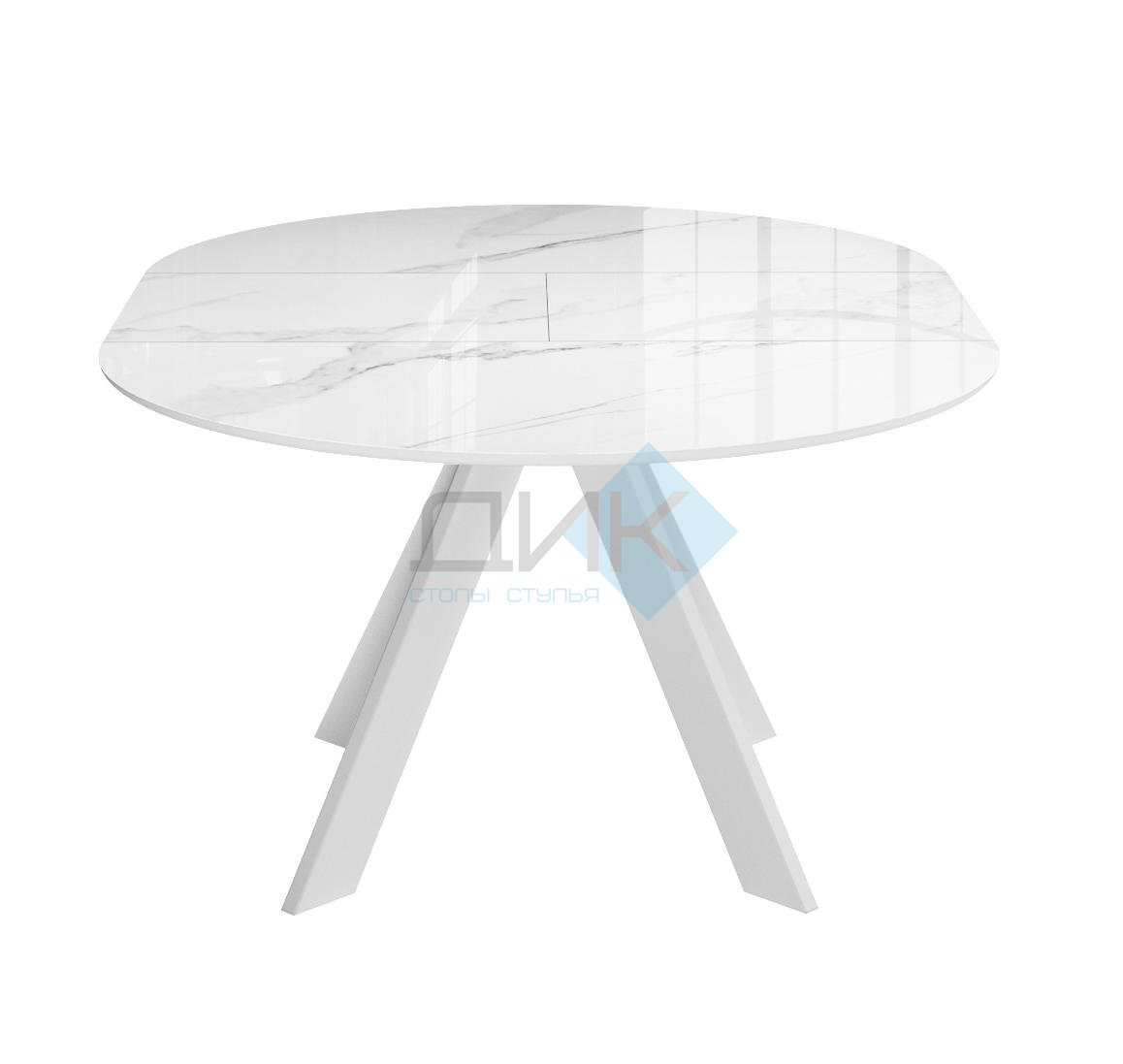 Стол DikLine SFC100 d1000 стекло Оптивайт Белый мрамор/подстолье белое