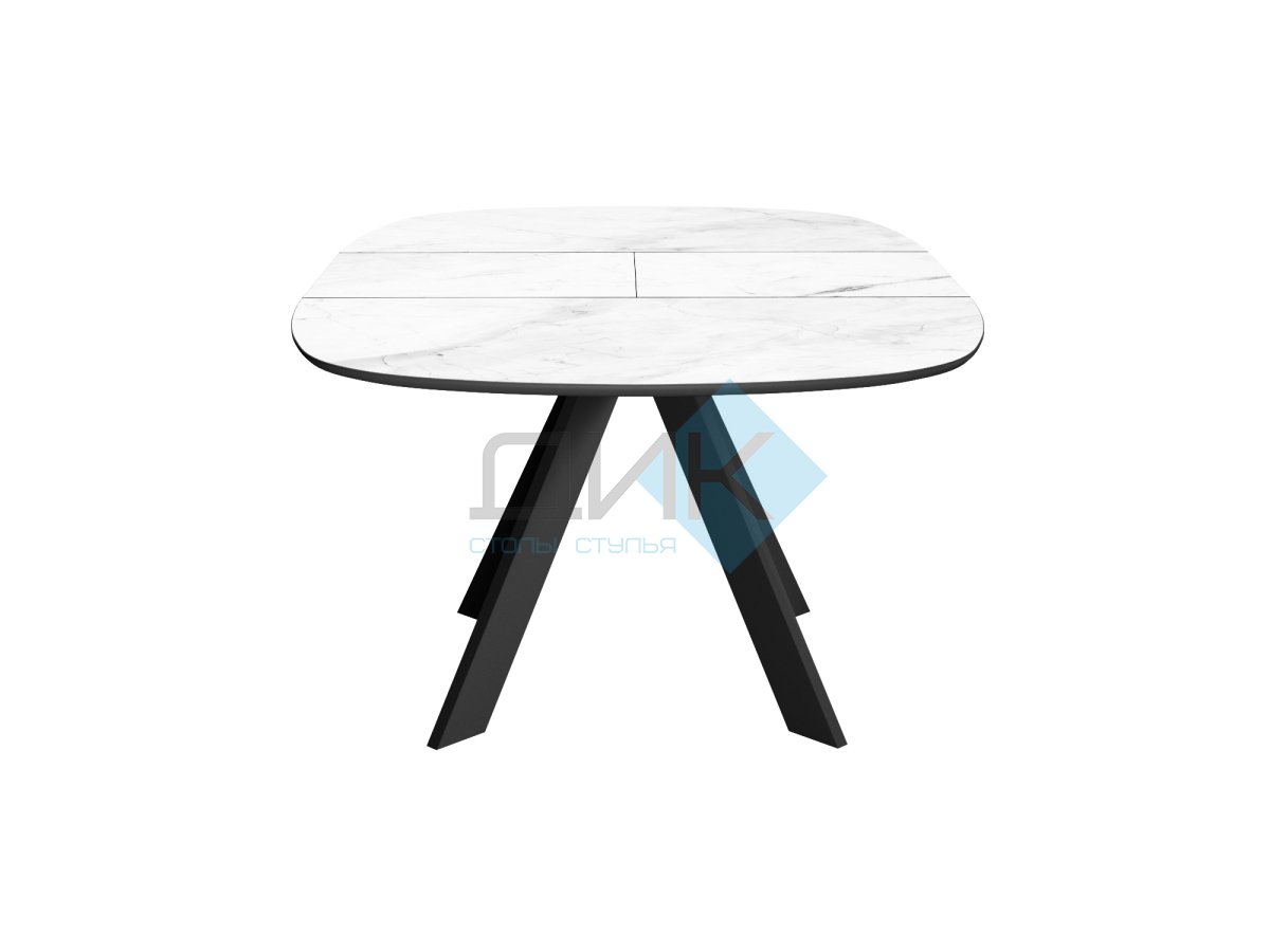 Стол DikLine BK100 Керамика Белый мрамор/подстолье черное/опоры черные