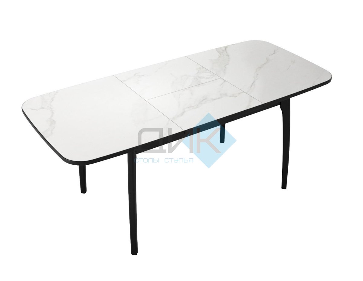 Стол DikLine MK15 Керамика Белый мрамор/подстолье черное/опоры черные