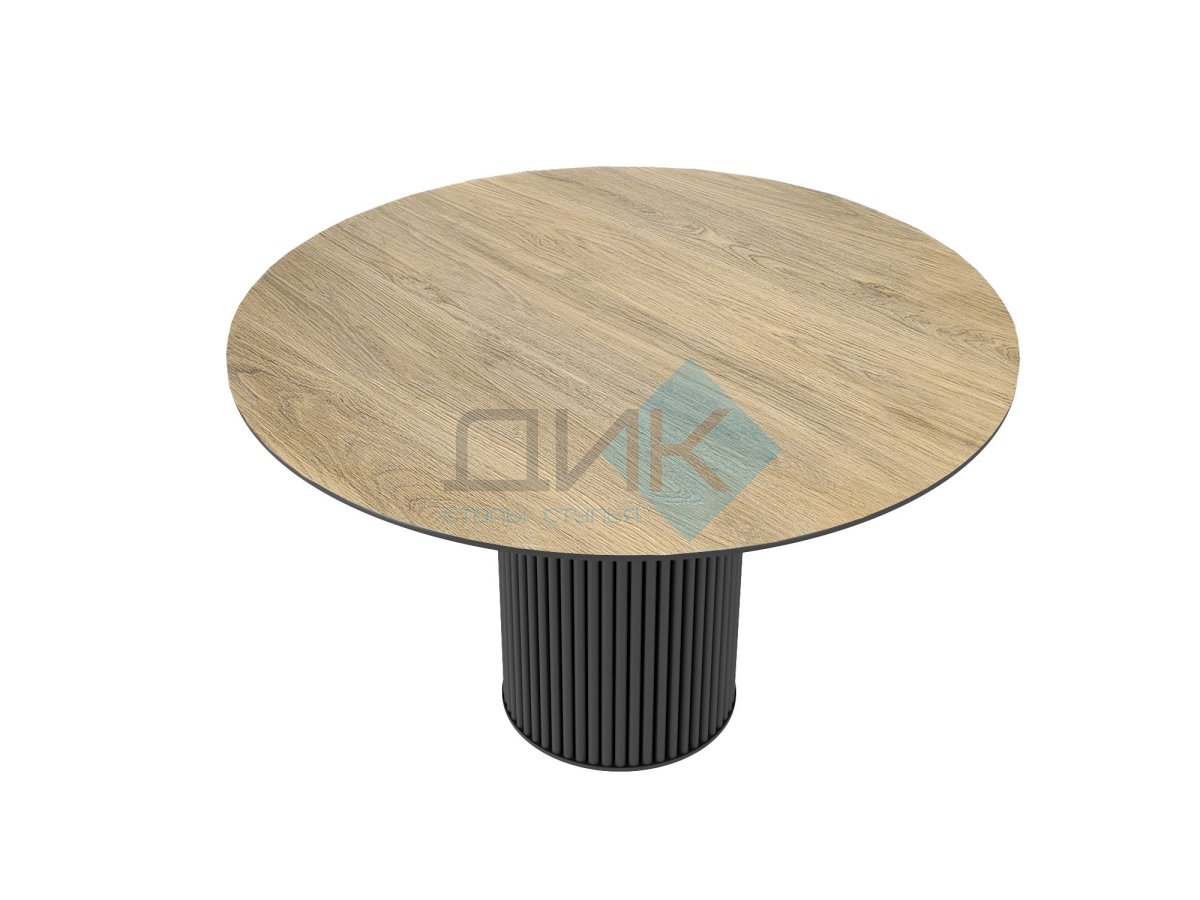 Стол DikLine AKR120 Керамика древесная OAKWOOD HONEY/подстолье черное/опоры черные (2 уп.)