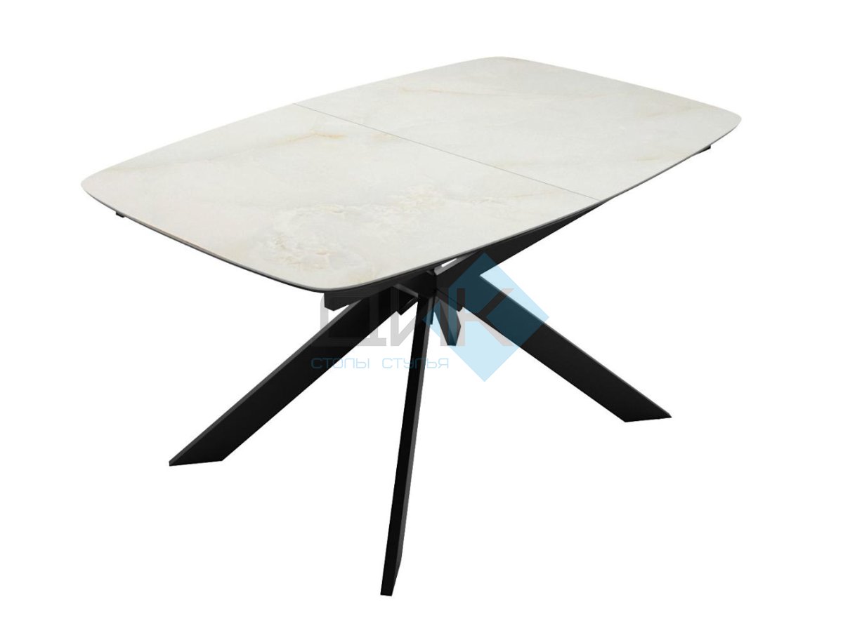 Стол DikLine BK140 Керамика глянец Ostra Bianco (мрамор глянец белый)/подстолье черное/опоры черные