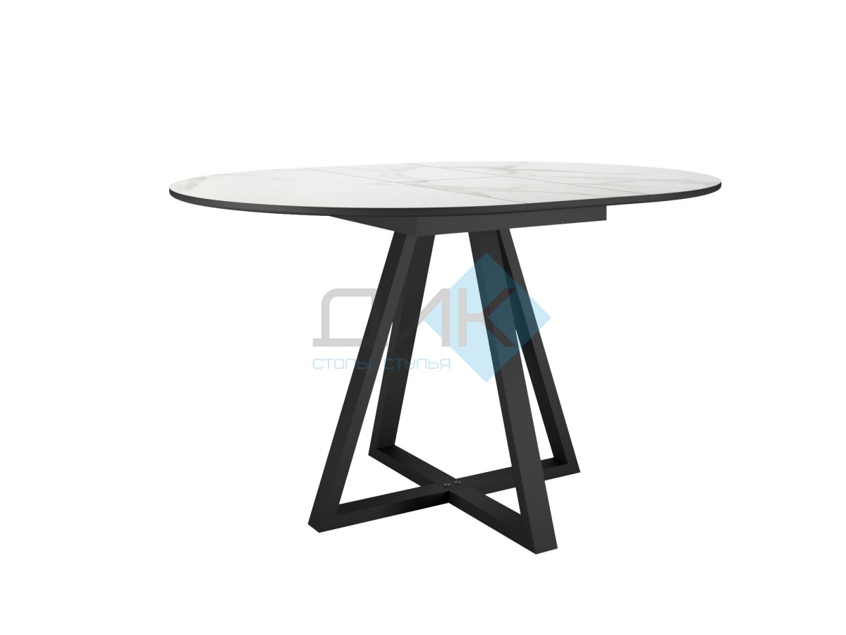 Стол DikLine SKZ100 d1000 Керамика Cristal Onyx Bianco Polished/подстолье черное/опоры черные (2 уп.)