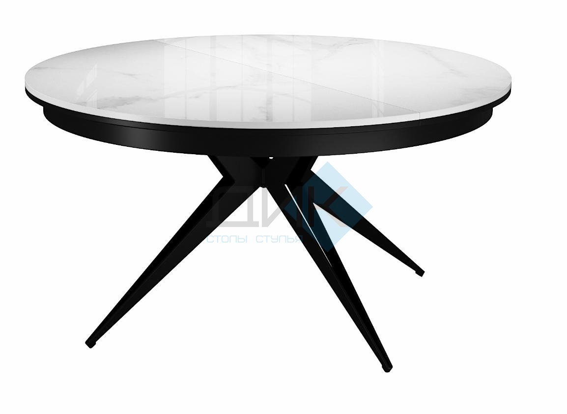 Стол DikLine KW120 керамика белый мрамор C11 глянец/опоры черные (2 уп)