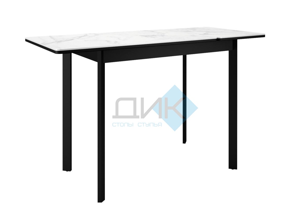 Стол DikLine LK90 Керамика Белый мрамор/подстолье черное/опоры черные
