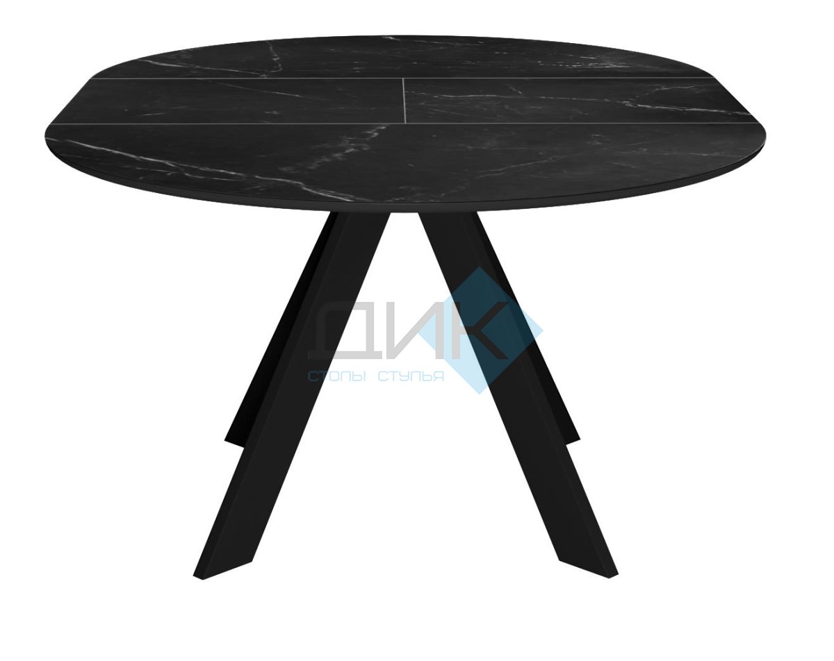 Стол DikLine SKC100 d1000 Керамика Черный мрамор/подстолье черное/опоры черные