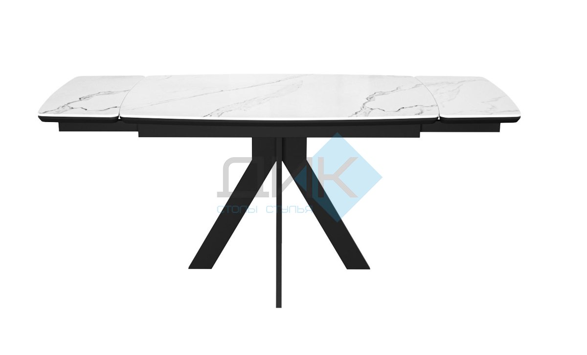 Стол DikLine DKU120 Керамика Белый мрамор/подстолье черное/опоры черные (2 уп.)
