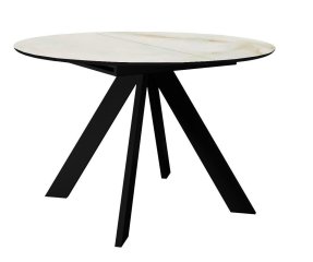 Стол DikLine SKC110 d1100 Керамика глянец Ostra Bianco (мрамор глянец белый)/подстолье черное/опоры черные