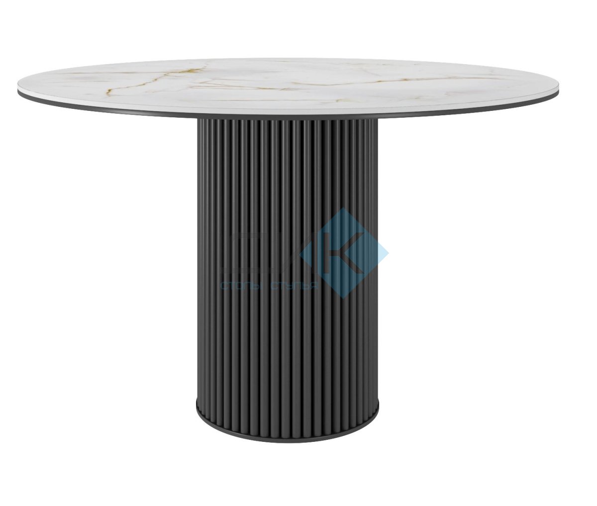 Стол DikLine AKR120 Керамика глянец Ostra Bianco/подстолье черное/опоры черные (2 уп.)