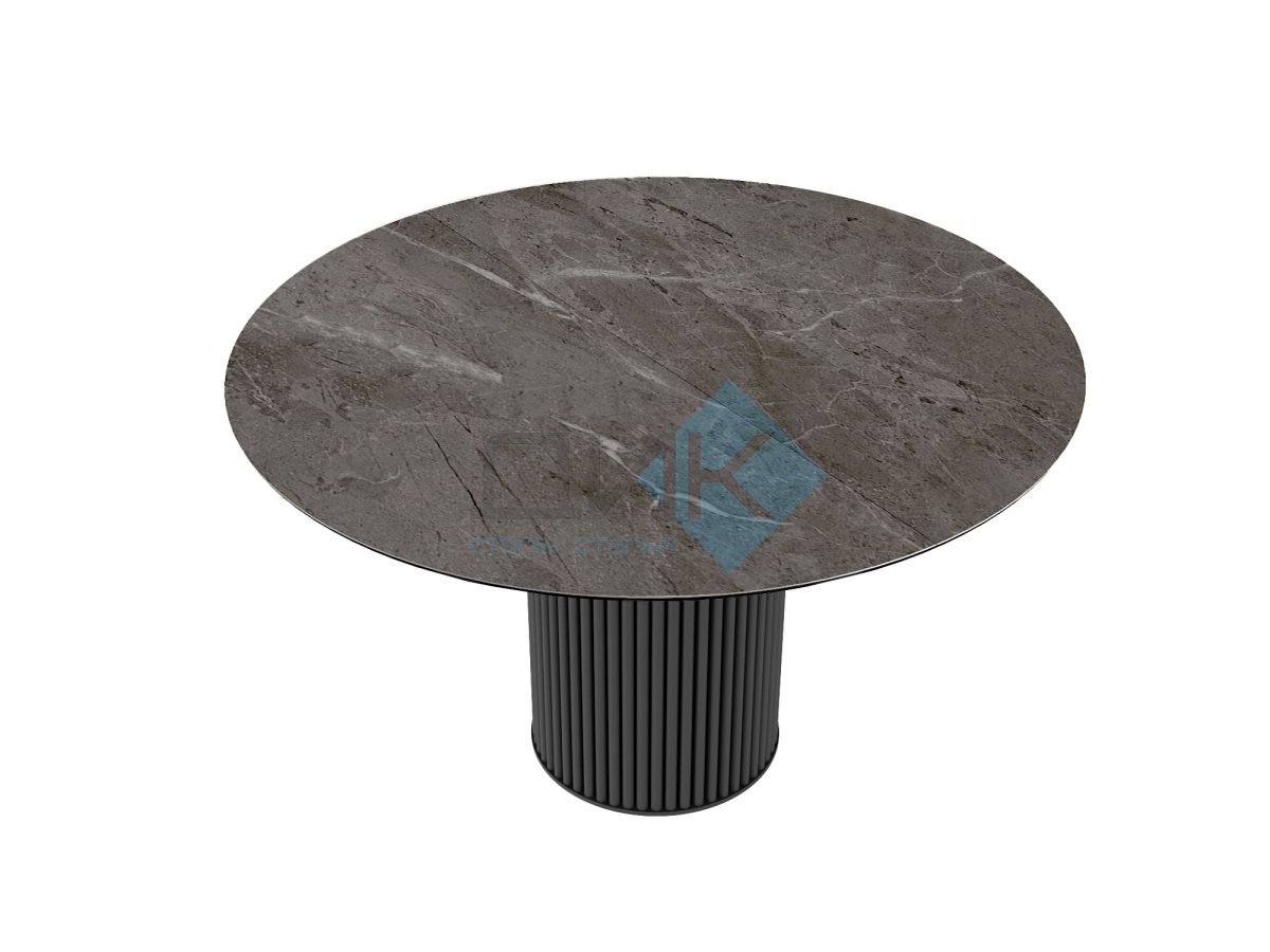 Стол DikLine AKRR120 Керамика Tundra Gris (темно-серый суперглянец)/подстолье черное/опоры черные (2 уп.)