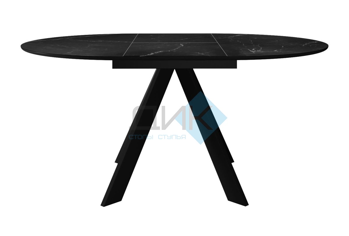 Стол DikLine SKC100 d1000 Керамика Черный мрамор/подстолье черное/опоры черные