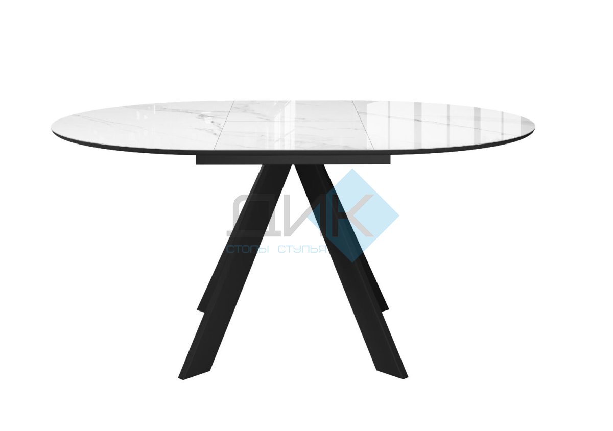 Стол DikLine SFC100 d1000 стекло Оптивайт Белый мрамор/подстолье черное