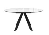 Стол DikLine SFC100 d1000 стекло Оптивайт Белый мрамор/подстолье черное