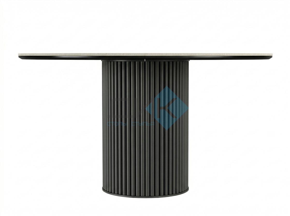 Стол DikLine AKRR120 Керамика Krater Perla (бежевый матовый)/подстолье черное/опоры черные (2 уп.)