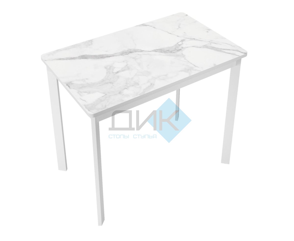 Стол DikLine LK90 Керамика Белый мрамор/подстолье белое/опоры белые