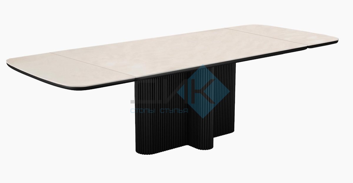 Стол DikLine DKO140 Керамика Krater Perla (бежевый матовый)/подстолье черное/опоры черные (2 уп.)
