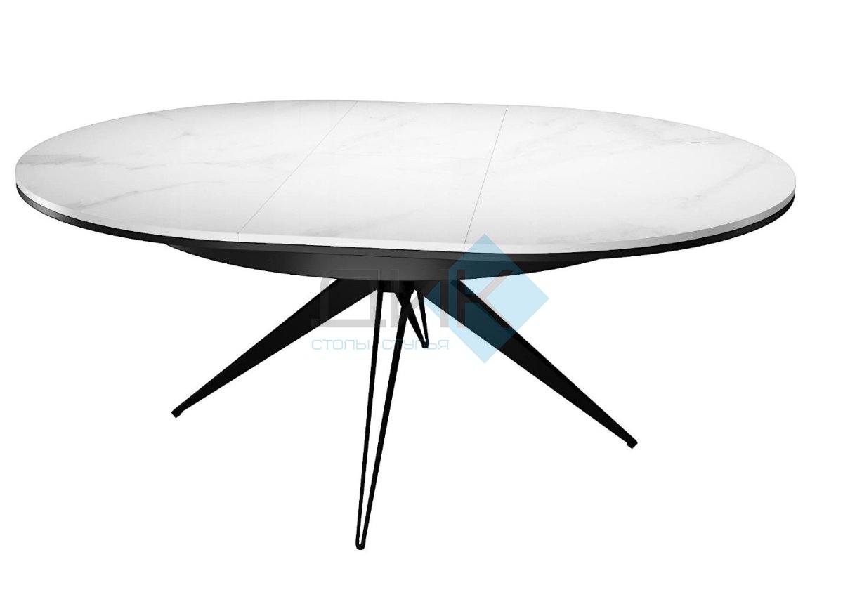Стол DikLine KW120 керамика белый мрамор C11 глянец/опоры черные (2 уп)