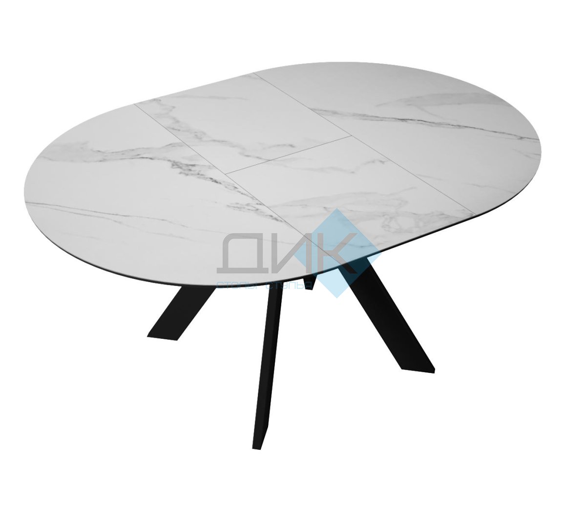 Стол DikLine SKC110 d1100 Керамика Белый мрамор/подстолье черное/опоры черные