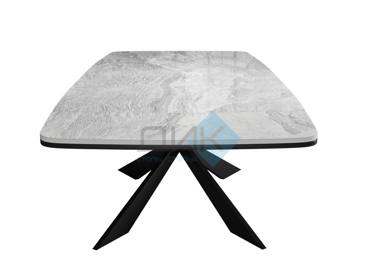 Стол DikLine KM160 керамика серый мрамор С31 глянец/опоры черные (2 уп.)