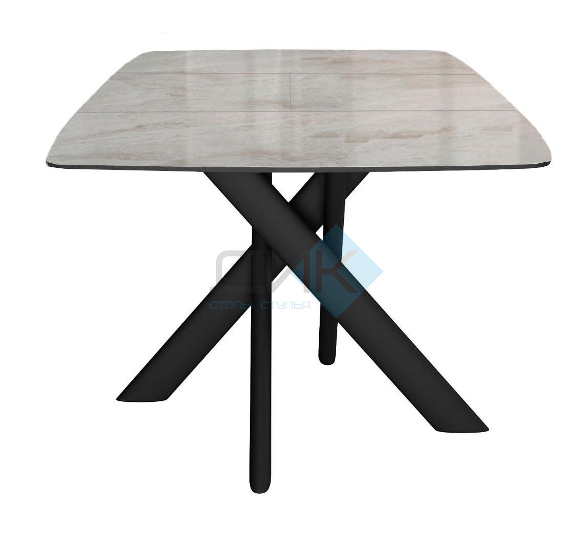 Стол DikLine DKB110, Керамика Italian Grey (глянец серый)/подстолье черное/опоры черные