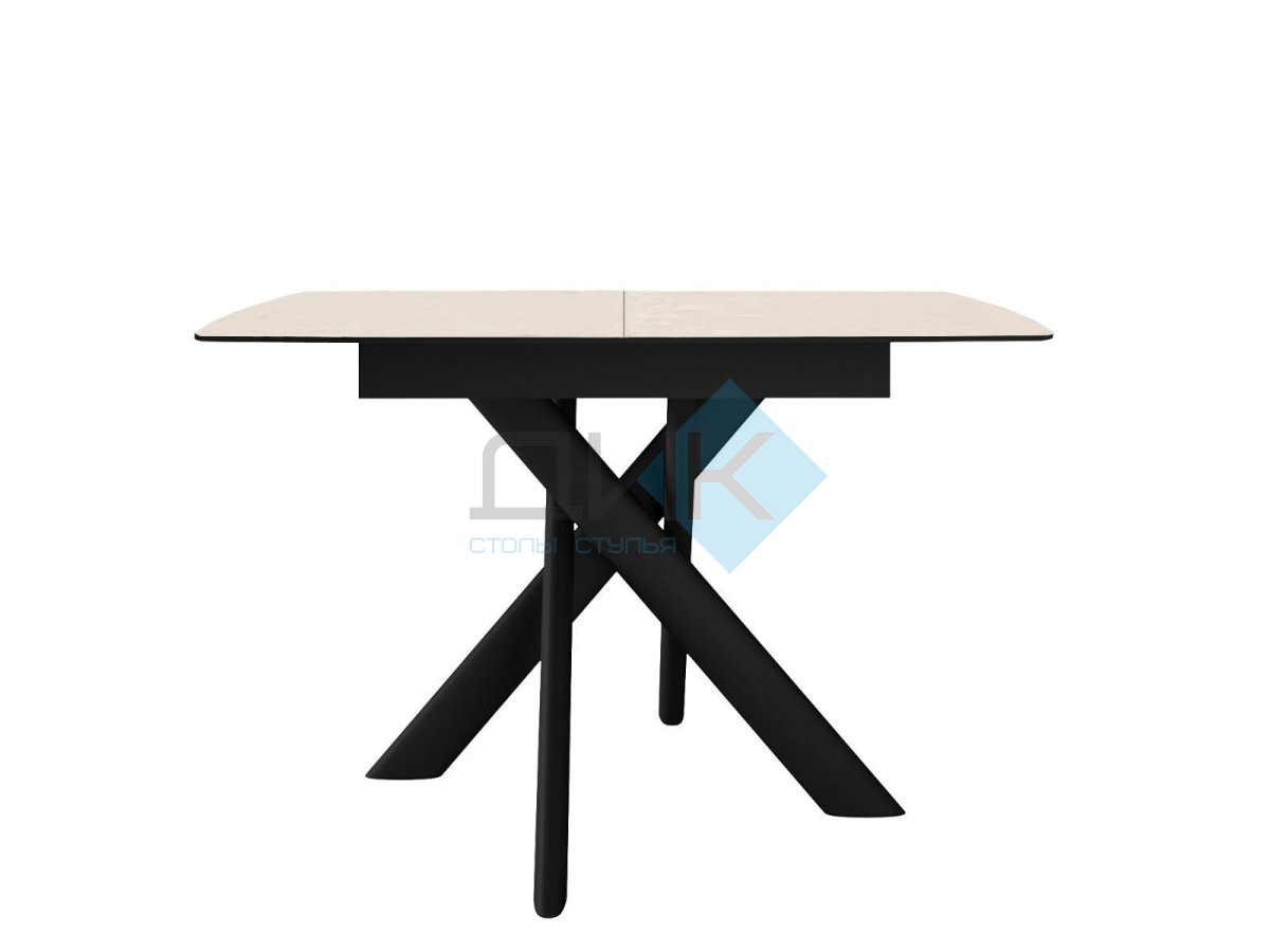 Стол DikLine DKB110, Керамика Krater Perla (бежевый матовый)/подстолье черное/опоры черные