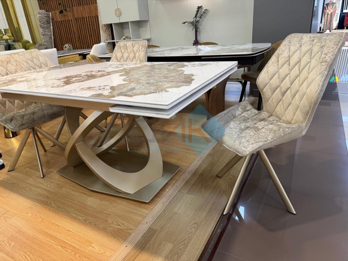 Стол DikLine EKE160 керамика К32 глянец, опоры золото (3 уп.)