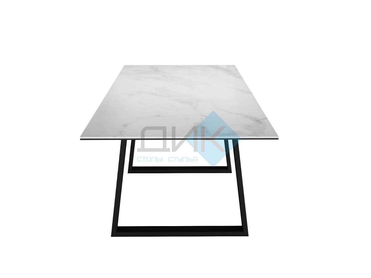 Стол DikLine DKZ160 Керамика Tianshan White (белый полуглянец)/подстолье черное/опоры черные (2 уп.)