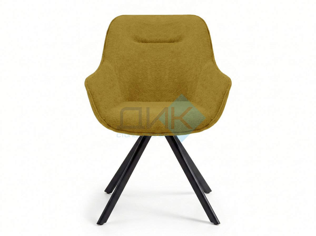 Стул DikLine 254 поворотный, BL08 горчица, ножки черные