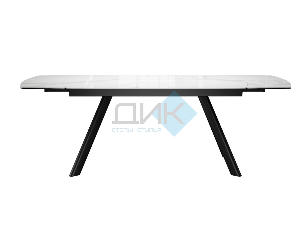 Стол DikLine KL160 керамика белый мрамор С39 глянец/опоры черные) (2 уп)