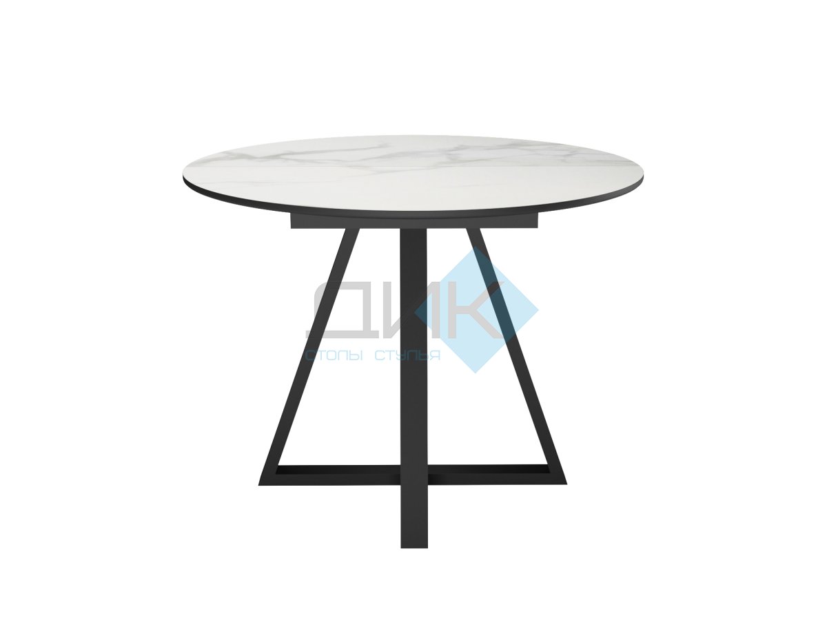 Стол DikLine SKZ100 d1000 Керамика Cristal Onyx Bianco Polished/подстолье черное/опоры черные (2 уп.)