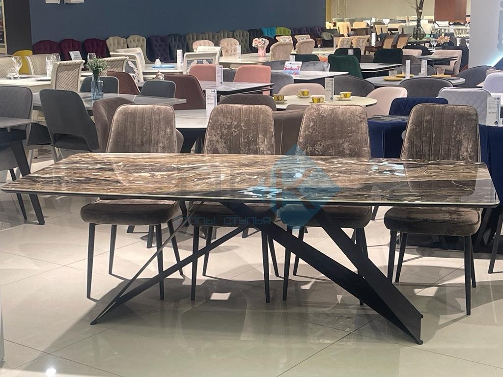 Стол DikLine SKY220 Керамика Amadeus/подстолье черное/опоры черные (2 уп.)