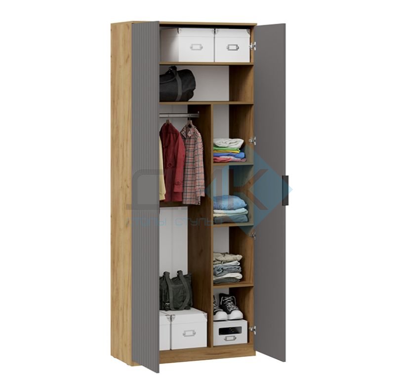 Хилтон Шкаф комбинированный с 2 дверями исп. 2 (Дуб Крафт золотой/графит матовый)