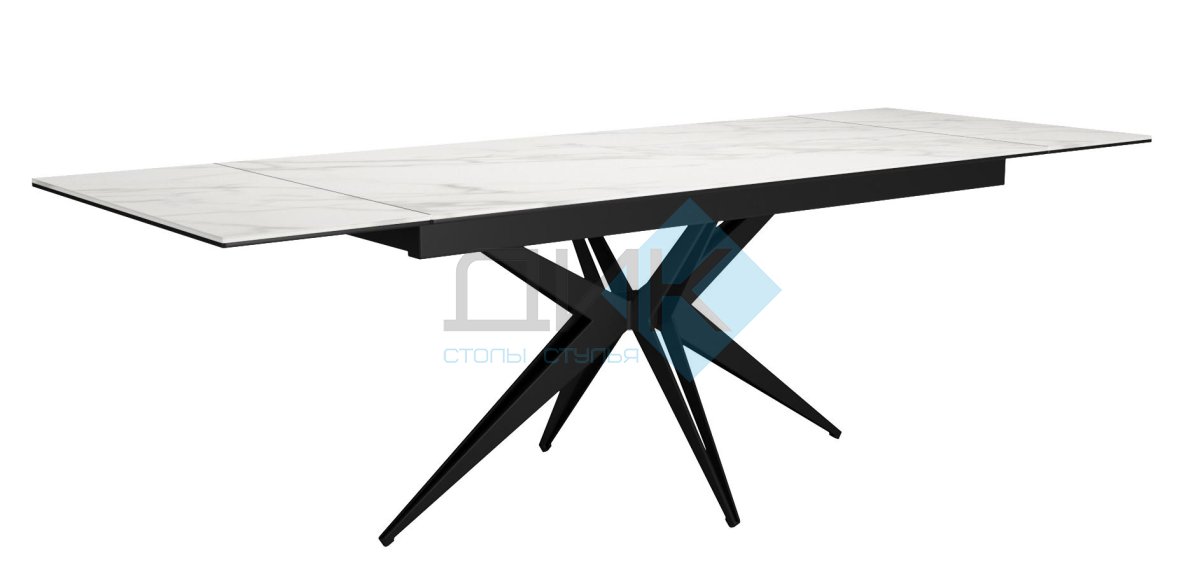 Стол DikLine KW160 керамика белый мрамор С41 матовая/опоры черные (2 уп.)