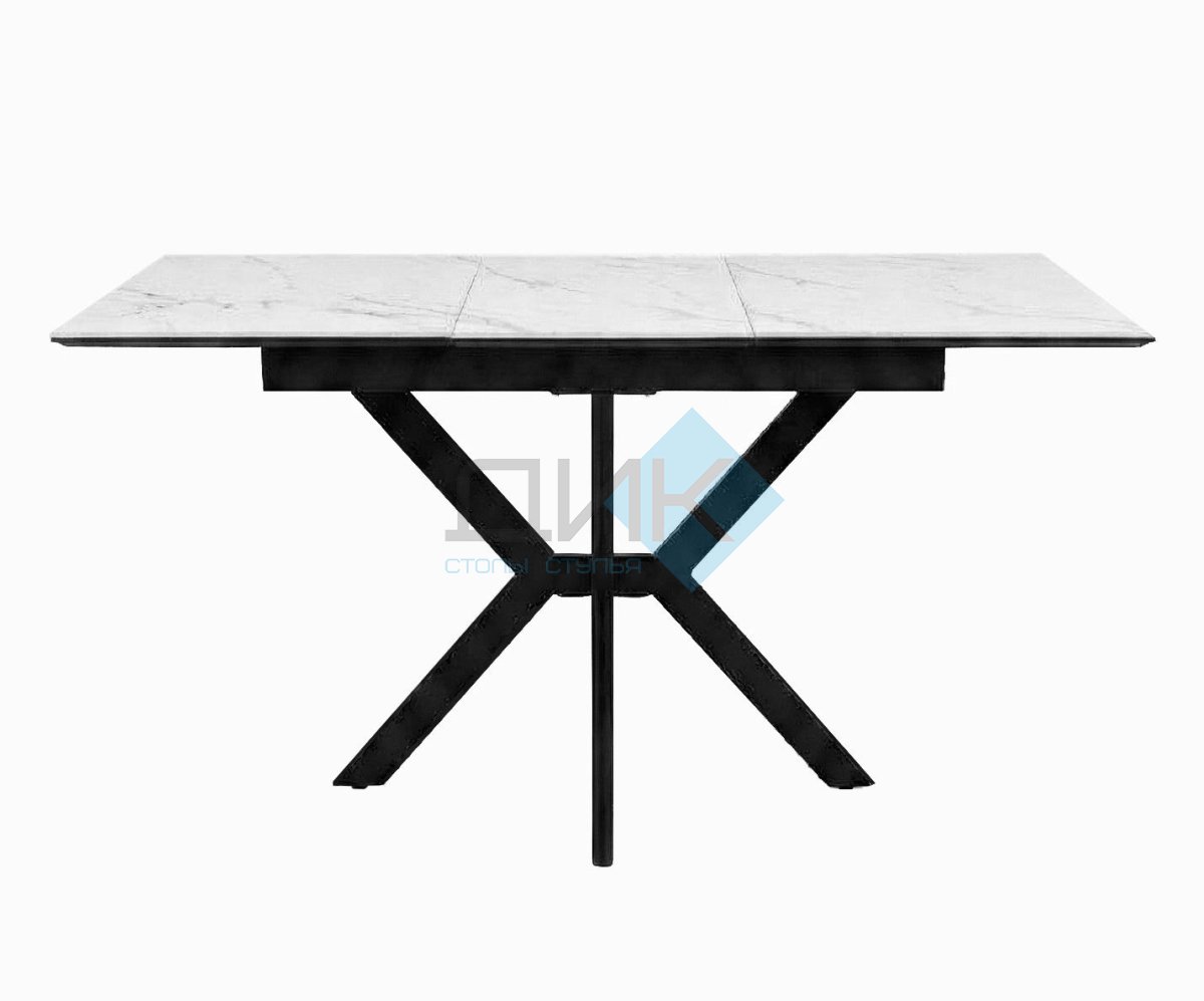 Стол DikLine DI100 Мрамор Кристал белый/опоры черные (2уп.)