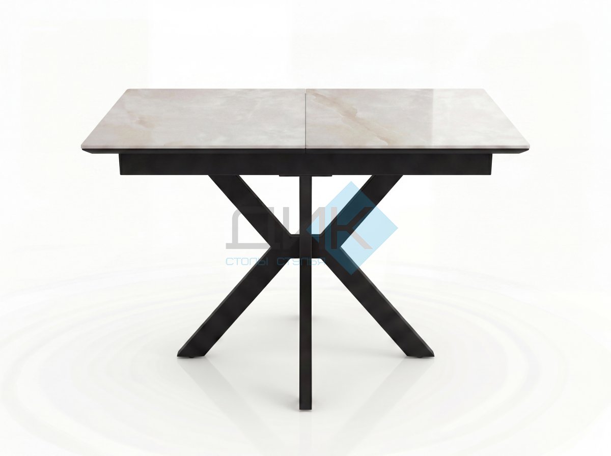 Стол DikLine DKI100 Керамика белый Icelandic white jade (Ostra Bianco Light)/подстолье черное/опоры черные (2уп.)