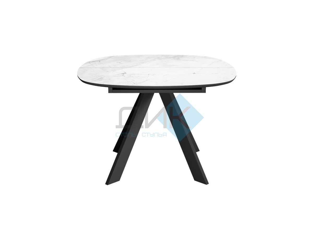 Стол DikLine BK100 Керамика Белый мрамор/подстолье черное/опоры черные