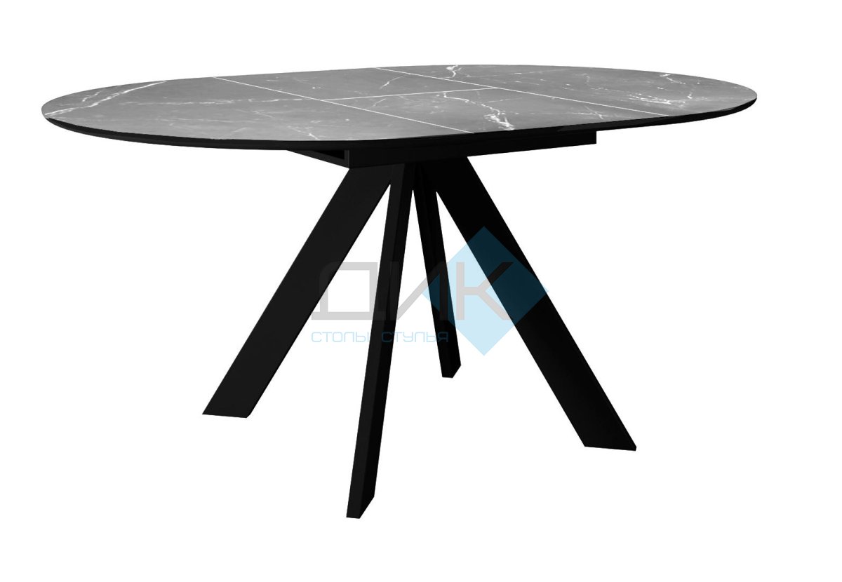 Стол DikLine SKC100 d1000 Керамика Серый мрамор/подстолье черное/опоры черные