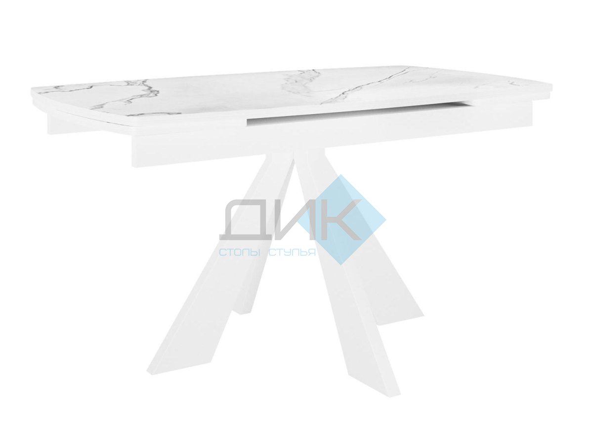 Купить стол dikline sku120 керамика белый мрамор/подстолье белое/опоры ...