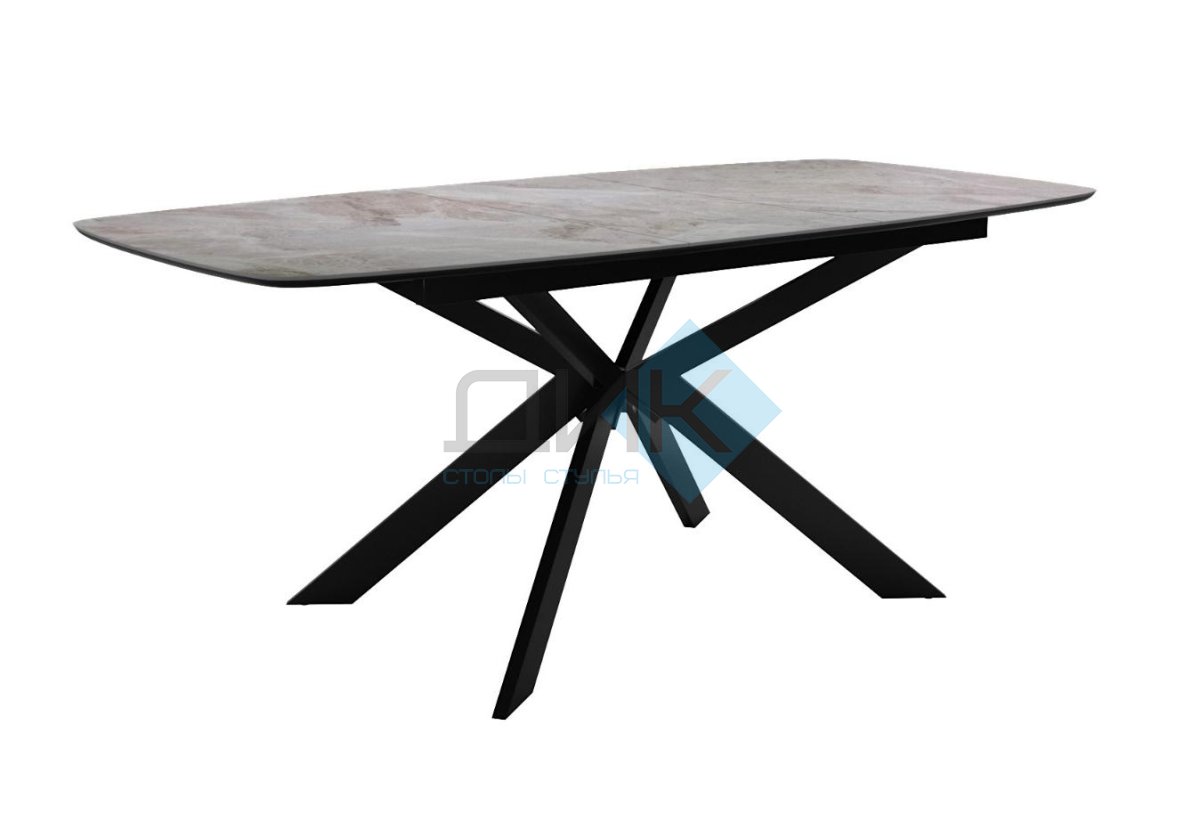 Стол DikLine BK140 Керамика Italian Grey (глянец серый)/подстолье черное/опоры черные