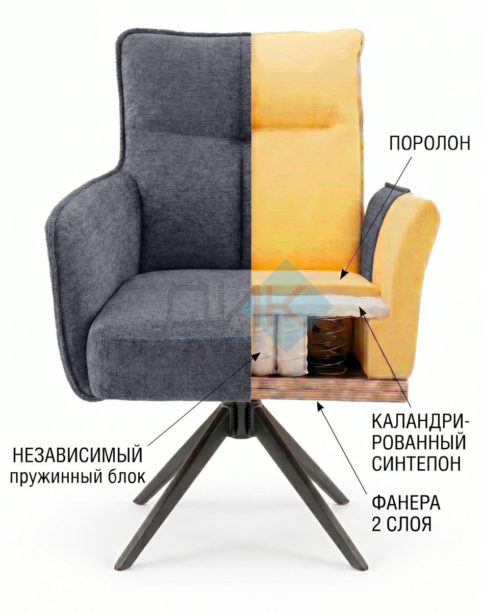 Стул DikLine 6826 т.к Серая Raven 15, опоры черные