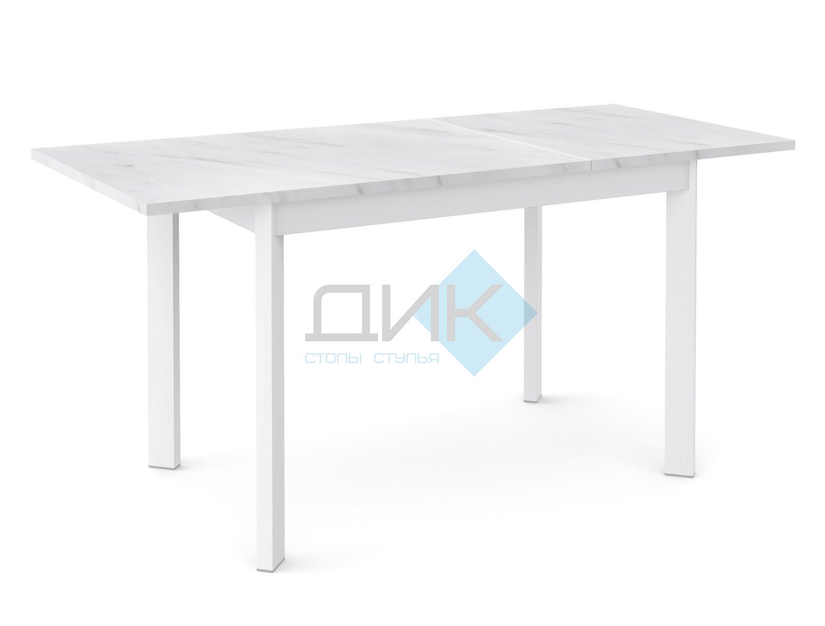 Стол Dikline L110 Мрамор белый (ЛДСП EGGER)/Опоры белый